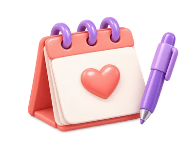 A calendar with a heart